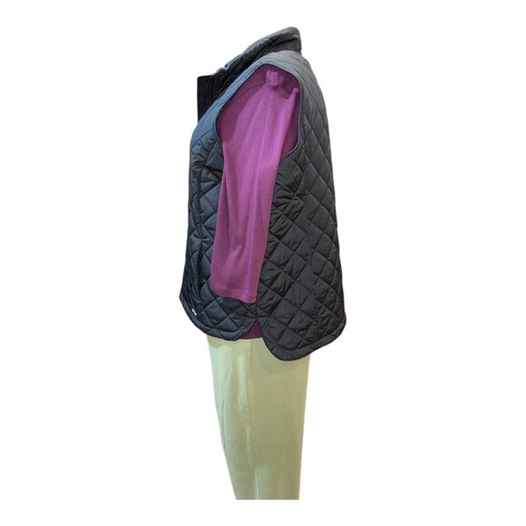 Lands' End Size 2X 20W-22W Black Quilted Puffer Zippered 2-Pocket Vest - Picture 3 of 11